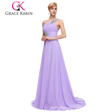 Grace Karin Frauen Mode eine Schulter Meerjungfrau lange wulstige lila prom Kleid CL2949-8